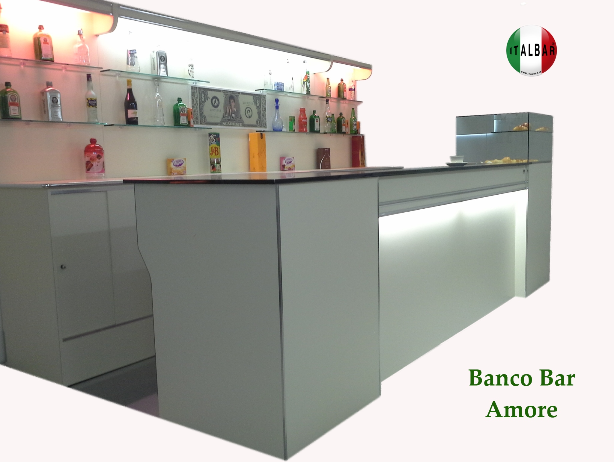 Bancone Bar Grezzo con Mobile Porta Bottiglie